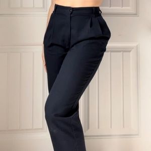 Straight leg navy blue trousers